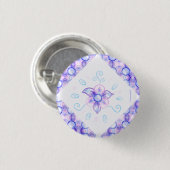 光沢がある紫色の花ボタン 缶バッジ (正面&裏面)