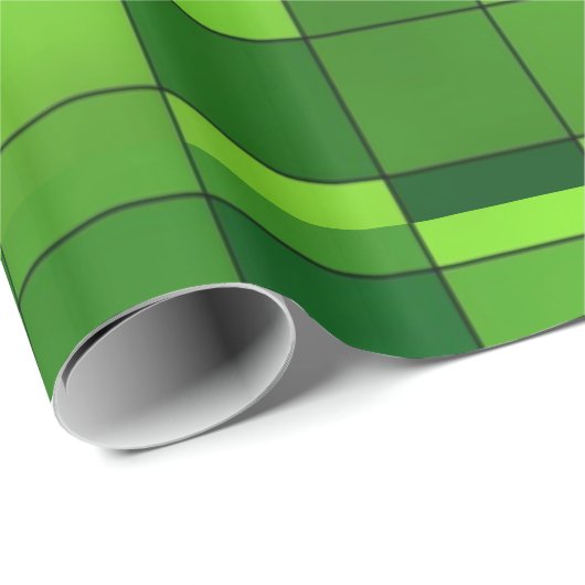 光沢がある緑のモザイク模様 ラッピングペーパー (ロールコーナー)