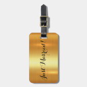 光沢がある金ゴールドのたった今結婚しましたの新婚旅行の荷物のラベル ラゲッジタグ (正面縦)