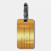 光沢がある金ゴールドのたった今結婚しましたの新婚旅行の荷物のラベル ラゲッジタグ (裏面縦)