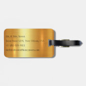 光沢がある金ゴールドのたった今結婚しましたの新婚旅行の荷物のラベル ラゲッジタグ (裏面横)