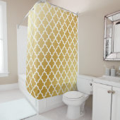 光沢がある金属金ゴールドのクローバーパターン シャワーカーテン (インサイチュ)