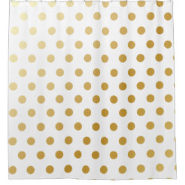 光沢がある金属金ゴールドの水玉模様パターン シャワーカーテン