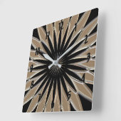 光沢がある銀および黒いガラス質 スクエア壁時計 (傾斜)