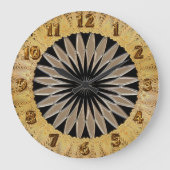 光沢がある銀および黒いガラス質 ラージ壁時計 (正面)