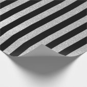 光沢がある銀製のグリッターの黒のストライプのなwrappingpaper ラッピングペーパー (角)