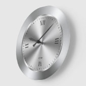 光沢がある銀製のステンレス鋼 ラージ壁時計 (傾斜)