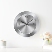 光沢がある銀製のステンレス鋼 ラージ壁時計 (ホーム)