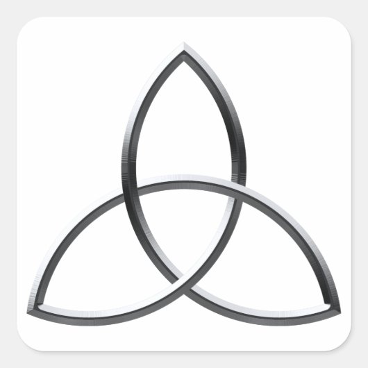 光沢がある銀製のTriquetra スクエアシール (正面)