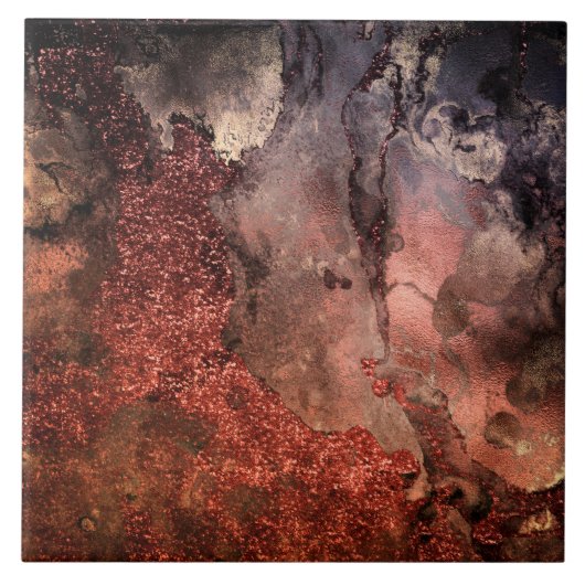 光沢がある銅の金ゴールドのグリッターインクエメラルドの大理石 タイル (正面)