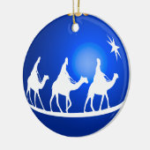 光沢がある青3王のオーナメント セラミックオーナメント (左)