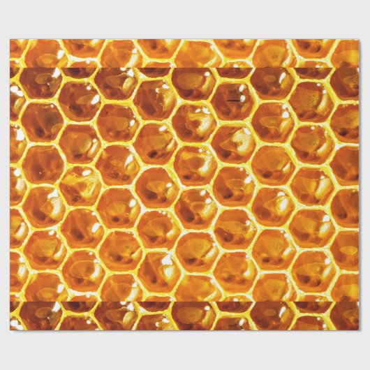 光沢がある黄色い蜜蜂の巣はパターンをタイルを張ります ラッピングペーパー (フラット)