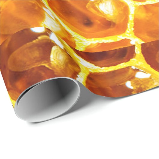 光沢がある黄色い蜜蜂の巣はパターンをタイルを張ります ラッピングペーパー (ロールコーナー)