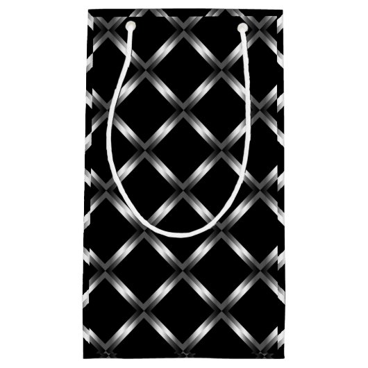 光沢がある黒く小さいギフトバッグ スモールペーパーバッグ (正面)