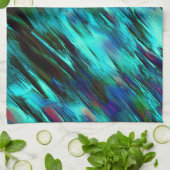 光沢がシアン色から青に染まり、赤い斑点 キッチンタオル (折り畳み)