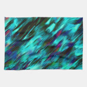 光沢がシアン色から青に染まり、赤い斑点 キッチンタオル (横)