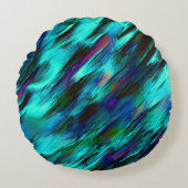 光沢がシアン色から青に染まり、赤い斑点 ラウンドクッション (正面)