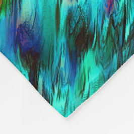 光沢が青からシアン、赤みを帯びた斑点に染まる フリースブランケット