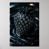 光沢きらめくのある液体金属のイチゴ果実 ポスター (正面)
