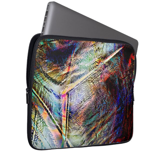 光沢と暗いtouchでデジタルスクラッチの混乱 ラップトップスリーブ (正面右)