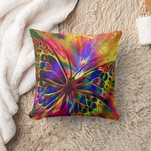 光沢と蝶カラフル々 クッション (ブランケット)