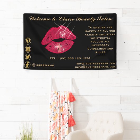 光沢のあるきらめく赤い唇へようこそ 横断幕 (インサイチュ)