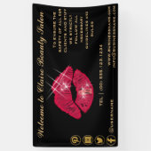 光沢のあるきらめく赤い唇へようこそ 横断幕 (縦)