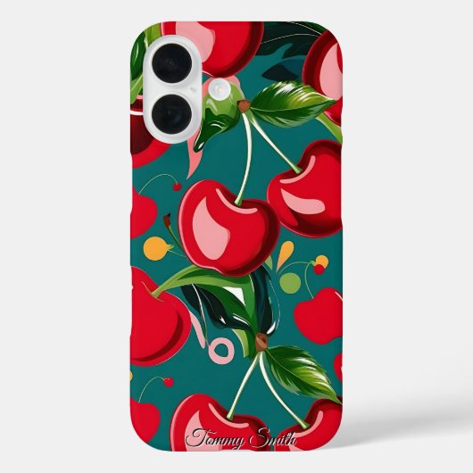 光沢のあるさくらんぼとフローラルパターン Case-Mate iPhoneケース (裏面)