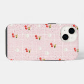 光沢のあるさくらんぼと真珠 – iPhoneケース iPhone 14ケース (裏面横)