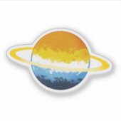 光沢のあるアロマティック性無性惑星とリングや輪 シール (正面)