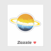 光沢のあるアロマティック性無性惑星とリングや輪 シール (シート)