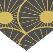 光沢のあるアールデコ金ゴールドの太陽のパターン（黒） ショートテーブルランナー (コーナー)