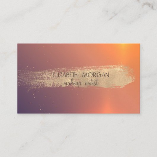 光沢のあるエレガントシンプルフェイク金の箔のブラシストローク 名刺 (正面)