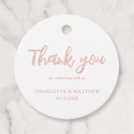 光沢のあるエレガントバラ金ゴールドグリッター結婚式の引き出物ラベル フェイバータグ