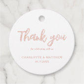 光沢のあるエレガントバラ金ゴールドグリッター結婚式の引き出物ラベル フェイバータグ (正面)