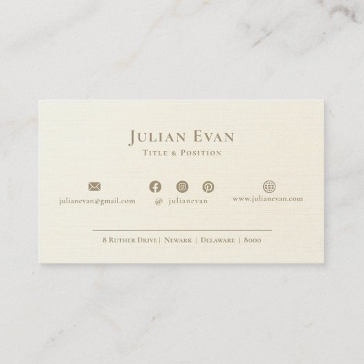 光沢のあるエレガント金ゴールドクリーミーなホワイトスクリプトモノグラム 名刺 (裏面)