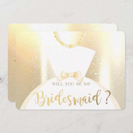 光沢のあるエレガント金ゴールド花嫁ドレス花嫁カード 招待状 (正面/裏面)