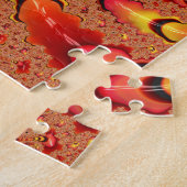 光沢のあるオレンジと黄色のらせんフラクタル抽象芸術 ジグソーパズル (側面)