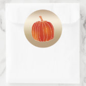 光沢のあるオレンジ色の秋のカボチャ金ゴールドの輝き ラウンドシール (バッグ)