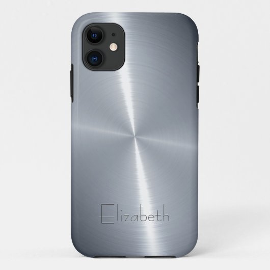 光沢のあるカッコいいラジアルスチールメタル Case-Mate iPhoneケース (裏面)