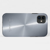 光沢のあるカッコいいラジアルスチールメタル Case-Mate iPhoneケース (裏面(横))