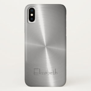 光沢のあるカッコいいラジアルスチールメタル iPhone X ケース