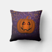 光沢のあるカボチャのハロウィーンムーンパープルスクエアピロー クッション (裏面)