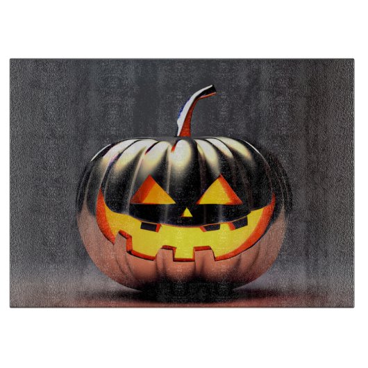 光沢のあるカボチャのハロウィーン カッティングボード (正面)