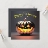 光沢のあるカボチャのハロウィーン カード (正面/裏面インサイチュ)