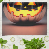 光沢のあるカボチャのハロウィーン キッチンタオル (折り畳み)