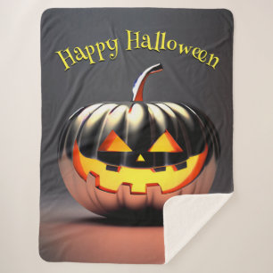 光沢のあるカボチャのハロウィーン シェルパブランケット