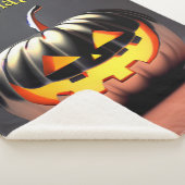 光沢のあるカボチャのハロウィーン シェルパブランケット (3/4)