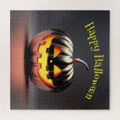 光沢のあるカボチャのハロウィーン ジグソーパズル (横)