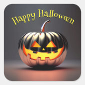 光沢のあるカボチャのハロウィーン スクエアシール (正面)